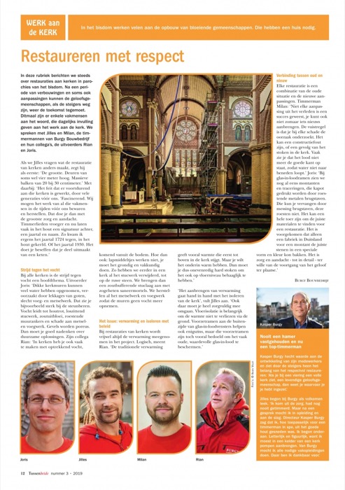 Burgy Bouwbedrijf Restauratie Artikel in blad Bisdom Rotterdam 